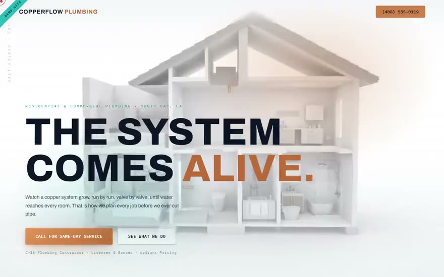 A Trade Studio demonstration website for a plumbing contractor.